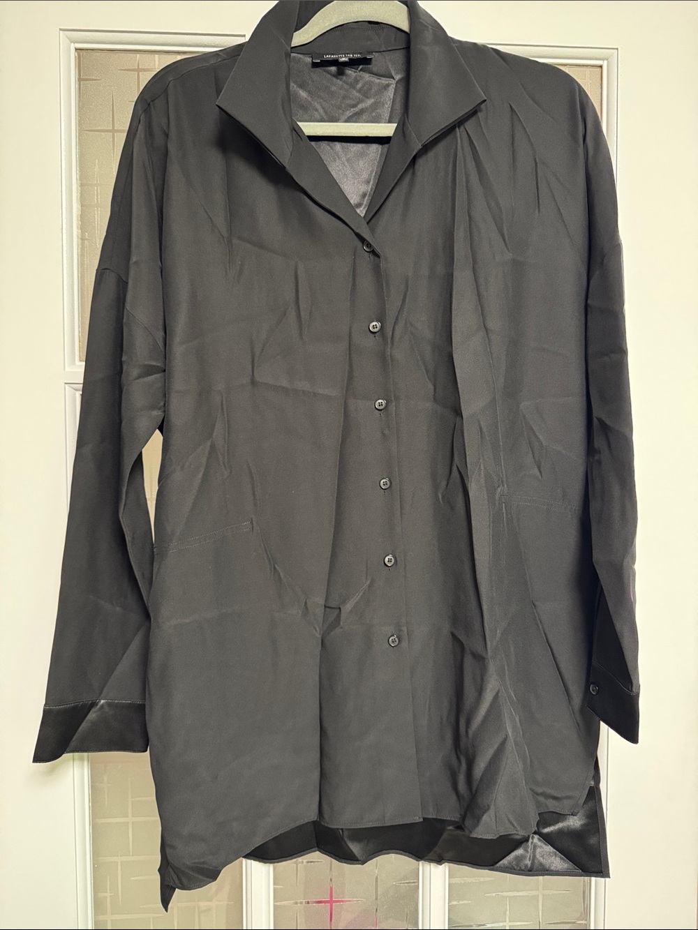 Lafayette 148 New York Black Oversized Button-Down Longline Shirt